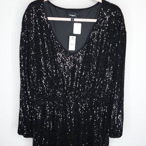 Express Black Sequin Mini Dress